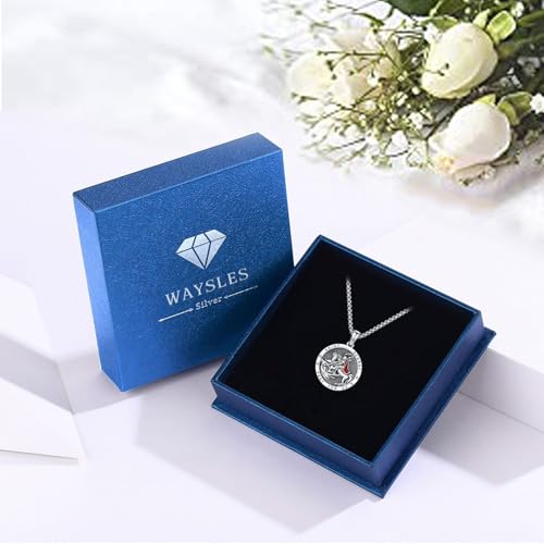 Saint George Necklace 925 Sterling Silver Saint Medal Chain Protect Us Amulet Jewelry Gift for Men Women with 2.5mm 22+2 inch Rolo Chains