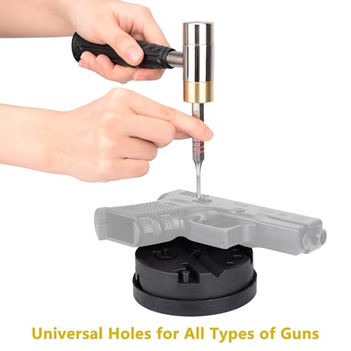 Pridefend 8-piece roll pin punch set with solid steel punches and bench block for machinery repair‑