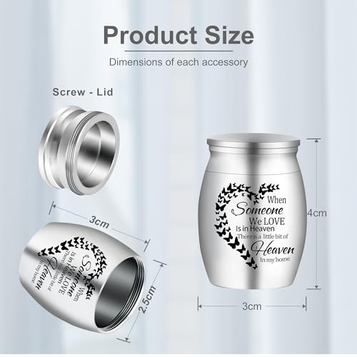 small urns for human ashes with Ashes Necklaces,Mini Urns for Human Ashes - 1 necklaces for human ashes and 4 Piece Stainless Steel Funeral Small Ashes Keepsake for Men & Women