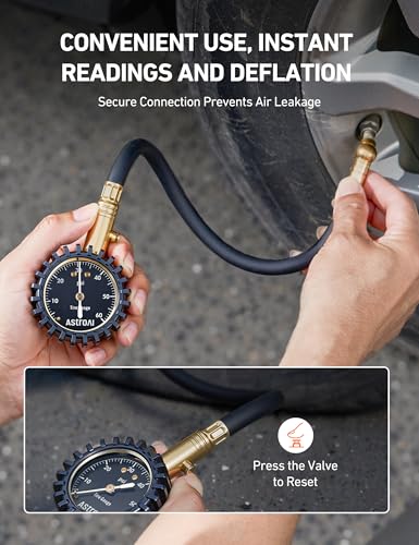 AstroAI tire pressure gauge with 0-60 PSI large glow dial for cars and SUVs