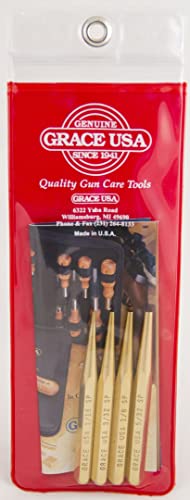Grace USA Brass Punch Starter Set, 4-piece pin punches for gunsmithing tools and accessories