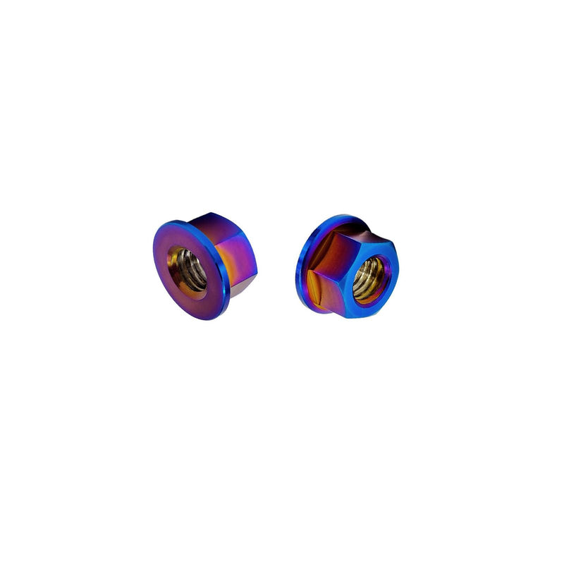 [Australia - AusPower] - RISON Titanium Nut Titanium Flange Nut M4x0.7mm Titanium Sprocket Nut Burnt Blue 6AL4V Titanium Flange Nut for Motorcycle 5PCS 