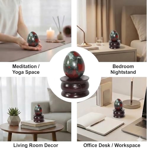 Natural Bloodstone Egg 2 Inch – Hand Carved Healing Crystal Egg for Energy, Chakra Balancing, Reiki, Meditation & Home Décor – Polished Gemstone Egg