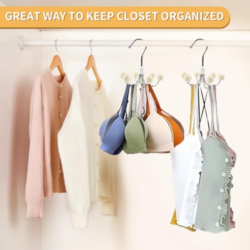 4 Pack Hoodie Hanger for Organizer 360° Swivel Closet Hooks for Belt, Space-Saving Hanger Bra Storage, Accessorise Organizer for Tie, Hat, Tanktop, Scarf, Purse Cream 4 PCS