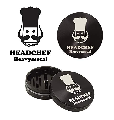 Headchef Heavymetal 2 Piece Grinder Metal Herb Grinder with Magnetic Lid Black 55mm