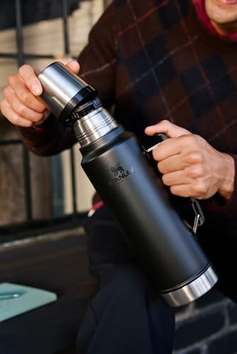 Stanley Classic Legendary Vacuum Bottle 1.5 qt | Wide Mouth with Leakproof Cup Lid | Keep Drinks Hot or Cold | Packable for Travel | Insulated Stainless Steel Thermos | BPA-Free | Dijon 48 Ounces