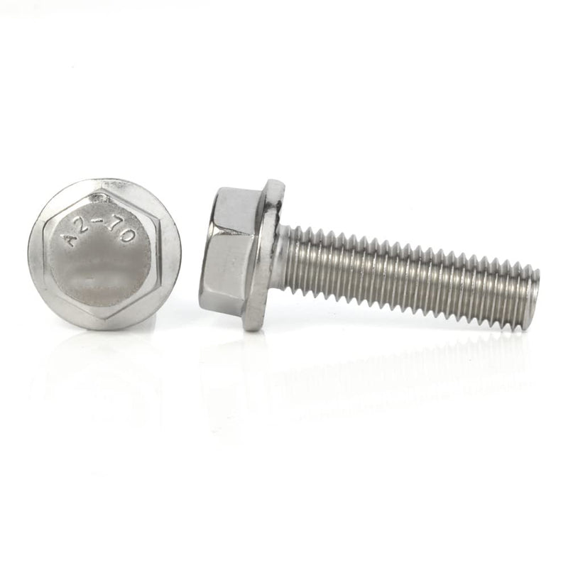 [Australia - AusPower] - M10-1.5 x 25mm Flanged Hex Head Bolts Flange Hexagon Screws, Stainless Steel 18-8 (304), Plain Finish, DIN 6921, 10 PCS M10 x 25mm (10 PCS) 