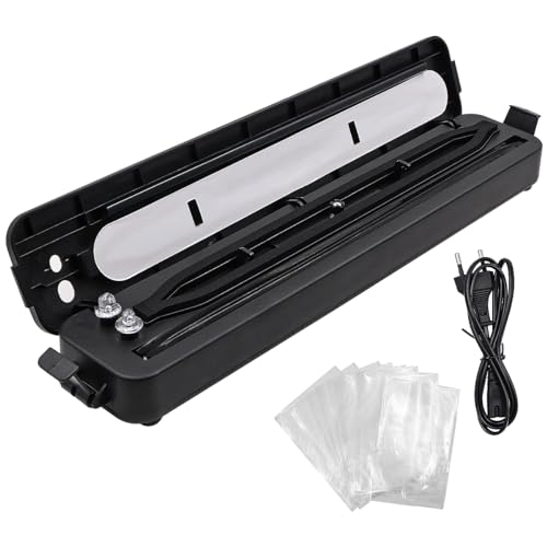 Vacuum Sealer Machines, Automatic Sealer Machine One-Touch Vacuum Sealing with 10Pcs Seal Bags (Black)