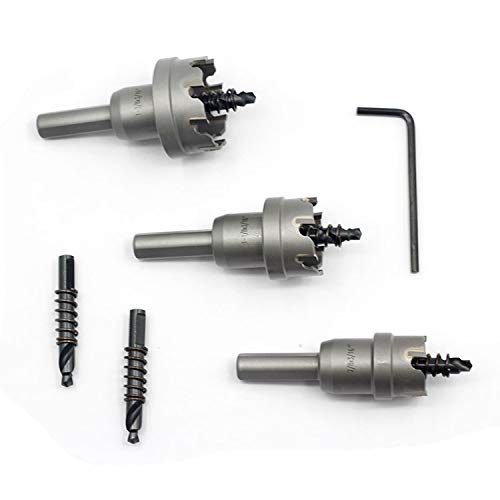 Hole Saw Set 3pcs JESTUOUS 3/8 Inch Shank Diameter 7/8 1-1/8 1-3/8 Cutting Dia TCT Carbide Tipped Tooth Drill Bit for Stainless Steel Metal Wood