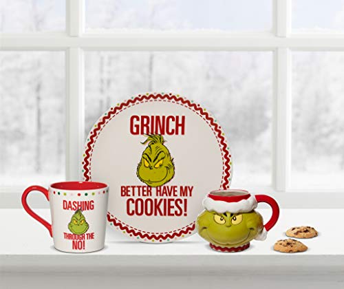 Department 56 Dr. Seuss Grinch Santa Face Sculpted Coffee Mug, 32 Ounce, Multicolor 32 Ounces