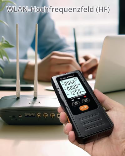 EMF Meter EF/MF/RF 3-in-1 Electromagnetic Field Meter Digital Electromagnetic Radiation Detector Radiation Detector for Home, Office grey
