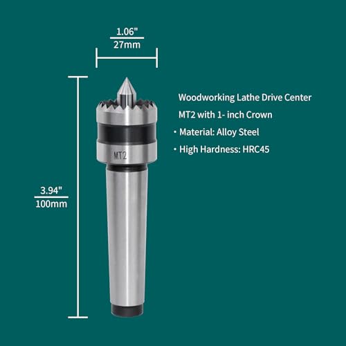 MT2 Wood Lathe Drive Center with 1 inch Crown Wood Lathe Turning Tools Accessories