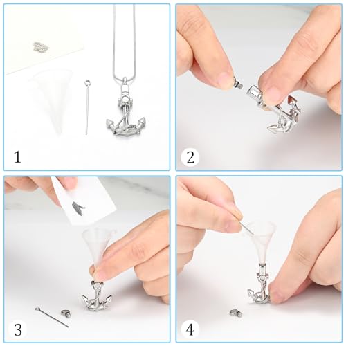 Anchor Urn Necklace for Ashes Cremation Jewelry Stainless Steel Memorial Necklace Ash Holder for Human Pets Keepsake Jewelry for Loved Ones with Fill Tool A-Sliver