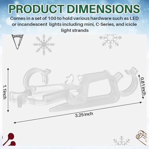 FoldTier 200 Pcs Christmas Multi-Directional Gutter Light Clips