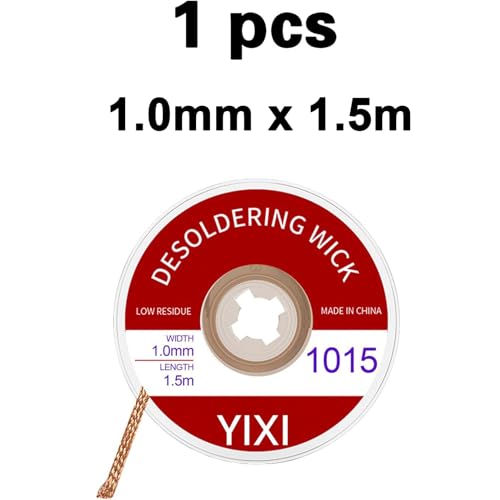 1 x 1.0 mm x 1.5 m Desoldering Wire, Soldering Accessories, No-Clean Solder Desoldering Braid, Solder Wick Solder Braid, Solder Braid, Solder Accessories, Wicks Strands for Desoldering, Solder Wick for Removing Solder Wicks