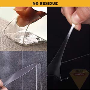 KLAPiT Super Tape Clear Double Sided Heavy Duty Adhesive 40in Enhanced Nano Technology Waterproof Mounting Tape Holds 90 lbs 2.28lb per Inch 2 Packs