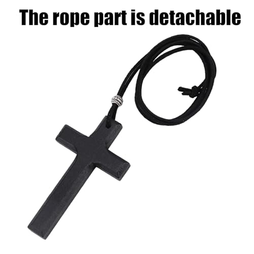 Goktvai Wood Wall Cross, 8.3x4.8x0.9cm/3.27x1.89x0.35in Wooden Hanging Cross Necklace Decorations with Rope Christian Religious Wooden Ornament for Men Women Room Wall Decor & Wearing Jewelry (Black)