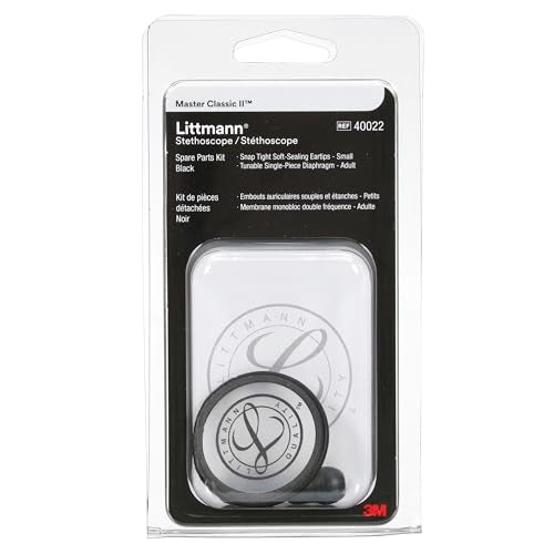 Littmann 40022 Replacement Parts Kit for Master Classic II, Black | Contains small soft sealing snap-tight eartips and adjustable diaphragm. Only for Master Classic.