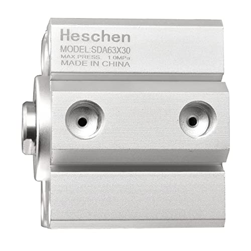 Heschen Pneumatic Compact Aluminum Air Cylinder, SDA 63-30, Bore 63mm, Stroke 30mm, PT1/4'' Port Size, Double Acting