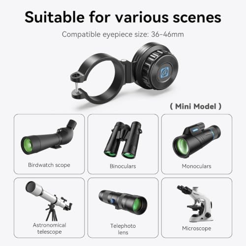 APEXEL Magnetic Telescope Phone Adapter for 36mm-46mm Eyepiece, Aluminum Foldable Photo Adapter Fits All Smartphone, Universal Phone Mount for Binocular, Monocular, Microscope, Spotting Scope 36-46mm