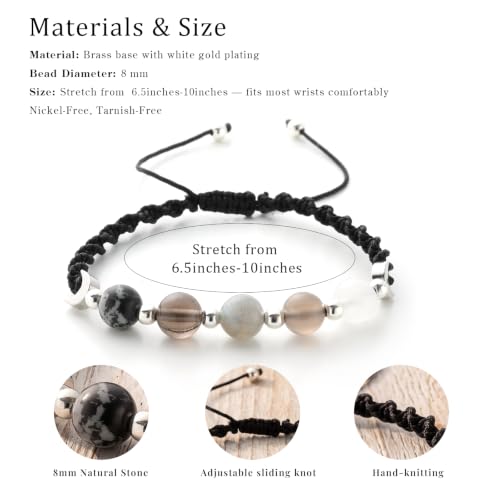 Moon Phase Natural Crystal Spiritual Bracelet for Women Black
