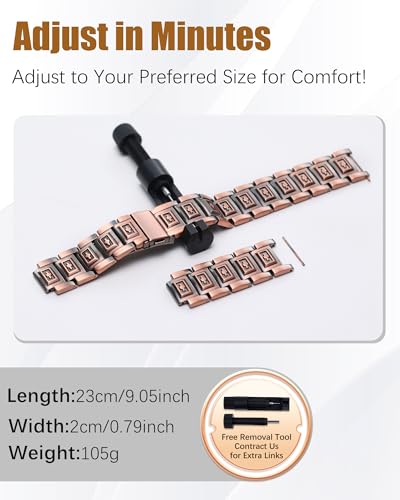 Jeracol Copper Bracelet for Men, 3X Strength Magnetic Copper Bracelets with 3500 Gauss Magnets, Adjustable Length Sizing Tool & Jewelry Box Cross