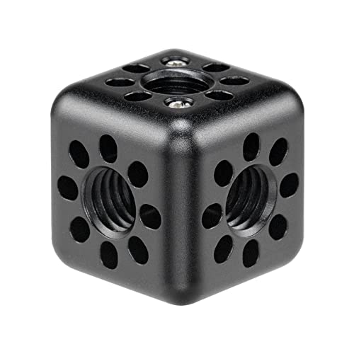 Wooden Camera Accessory Cube with Anti-Twist Pins to Mount to Cage or Rig, Compact 1" Cube for Mounting Accessories (1/4"-20) 1/4"-20
