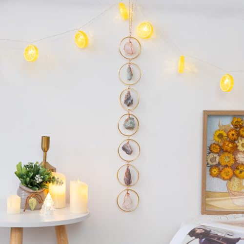Chakra Hanging Crystals Suncatcher Healing Crystal Decor Chakra Wall Decor 7 Raw Crystal Gems