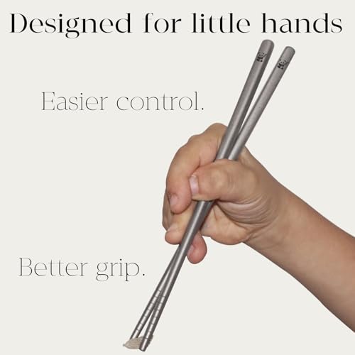 2-Pair Panda Titanium Chopsticks Gift Set - Engraved Panda Design, Unbreakable & Lightweight, Perfect for Children's Meals & Learning (99.8% Pure Titanium) 2 Pairs