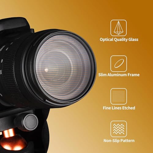 Walking Way 72mm Variable Gold Streak Filter, Rotating Cinematic Flare