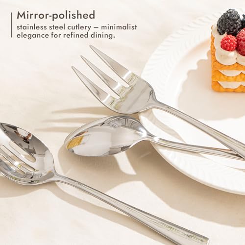 KINGSTONE 5 Piece 18/10 Serving Utensils Set, Stainless Steel Serving Set 5-Piece Silver