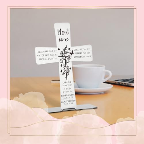 Bible Verses Cross Decor Inspirational Scripture Gifts for Women Faith Men Friend Coworker Encouragement Christian Religious Stainless Steel Cross Desk Decorative Signs Plaques COR1 You are