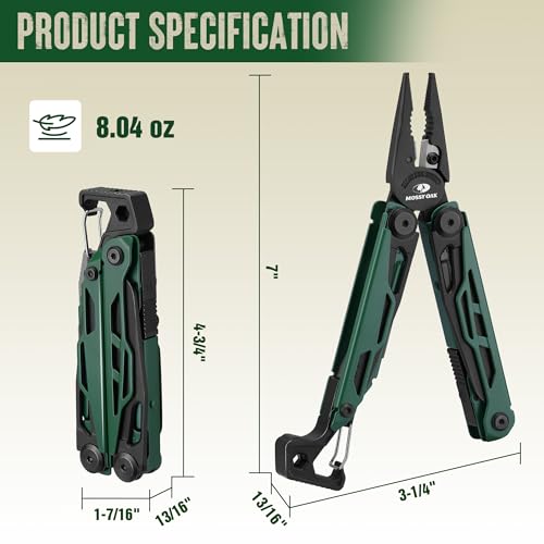 MOSSY OAK 27-in-1 CNC-Machined Multitool Pliers, Self-Locking Green