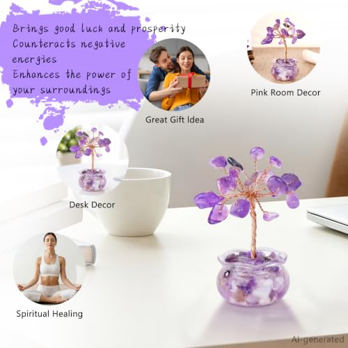 Crystal Tree of Life Money Tree, Purple