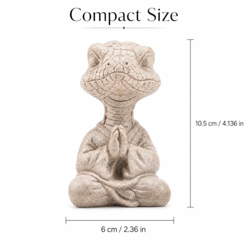 Meditating Snake Statue, Resin Zen Yoga Snake Figurine with Praying Hands, Spiritual Animal Desk Shelf Decor for Office, Meditation Room Snake 1