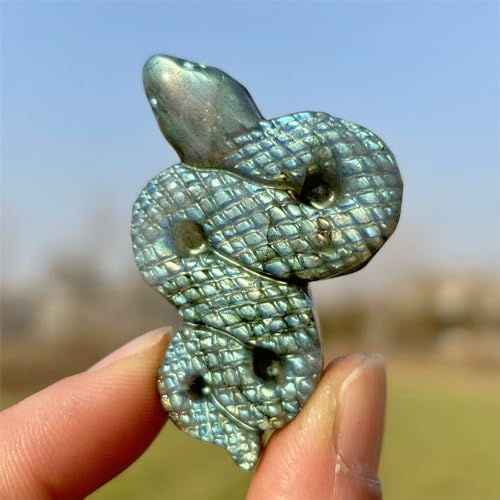 2" Labradorite Snake Figurine Hand Carved Healing Crystal Animal Statue Sculpture Home (Labradorite)