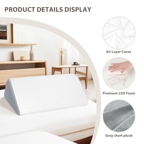 Knee Wedge Pillow for Leg Elevation, 6.3 Inch Triangle Design, Post Surgery Recovery Support, White