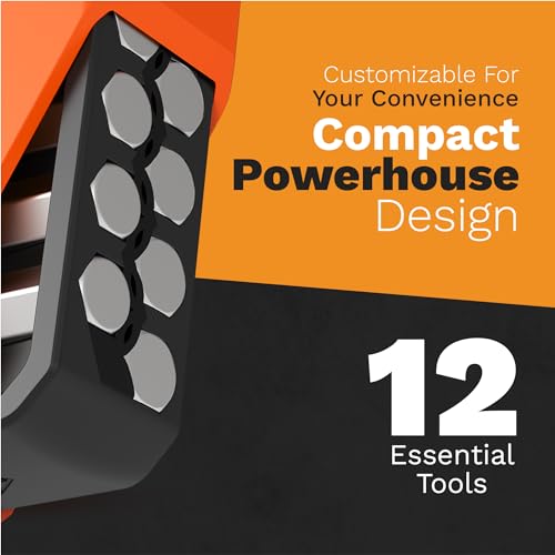 Tactica M250 Pocket Screwdriver Bit Set, Ultra-Lightweight EDC Tool with 12 Hex Bits, Extender, and Holster, TSA-Compliant & Tech-Friendly, Everyday Carry w/Phillips, Torx, Flat Head & Allen Key Bits M250-Hex Drive Orange & Silver