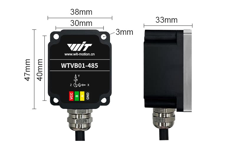 [Australia - AusPower] - WitMotion WTVB01-485 IPX8 Waterproof Vibration Sensor Transducer, Modbus RTU 3-axis (XYZ) Vibration Displacement(2000um)+Speed(50mm/s)+Amplitude(180°), for Structural Health Monitoring 