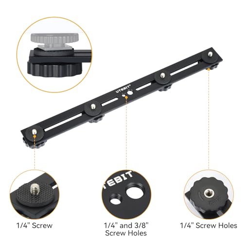 UTEBIT 2 Pack Straight Flash Mount, 1/4-3/8 Thread Hole Tripod Mount 13 Inch