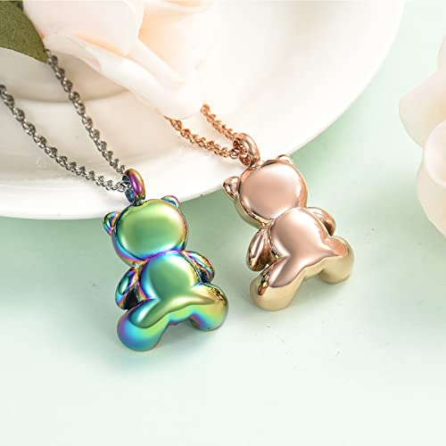 shajwo Teddy Bear Cremation Urn Necklace for Women Men 2PCS Teddy Bear
