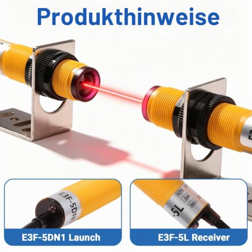 E3F-5DN1-5L Capacitive Sensor 5 m Infrared NPN 6V-36V DC | Pack of 2 photoelectric sensor switches photoelectric normally open for automation conveyor systems