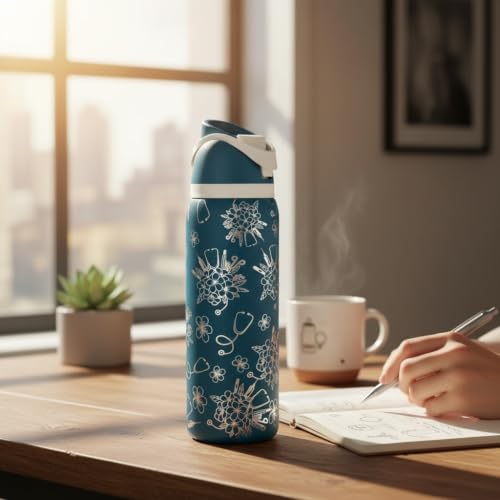 Nurse appreciation Gift for healthcare worker RN coffee mug Tumbler for RN Insulated tumbler Stethoscope water bottle (32oz Teal(71)-Floral Nurse 2.0(D37)) 32oz Teal(71)-Floral Nurse 2.0(D37)