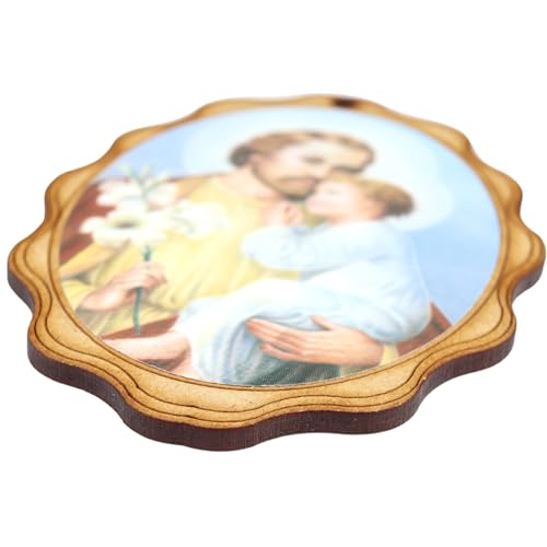 Needzo Saint Joseph Wooden Icon with Predrilled Hole, Catholic Home Decor and Religious Gift Addition, 5 by 7 Centimeters