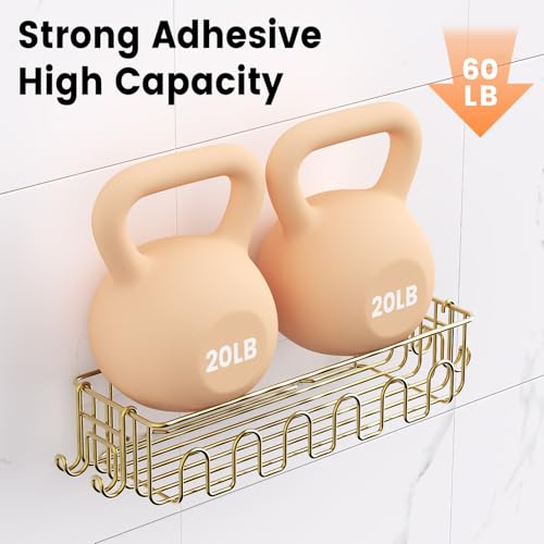 Saydear 4-Pack Adhesive Shower Caddy, Wall Mounted Bathroom Shelf, Gold