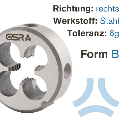GSR Professional Die | Tap Cutter for External Thread | HSS M Shape B | For Crafts, Industry & DIY | Metric | M8