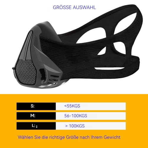 Sports masks for fitness, running training, face mask for high altitudes to improve resistance, cardio and endurance running mask. Phantom training mask Black M