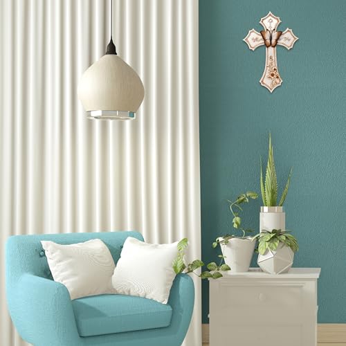 Elegant White Cross with Butterfly and Floral Design - Resin Wall Art Panel