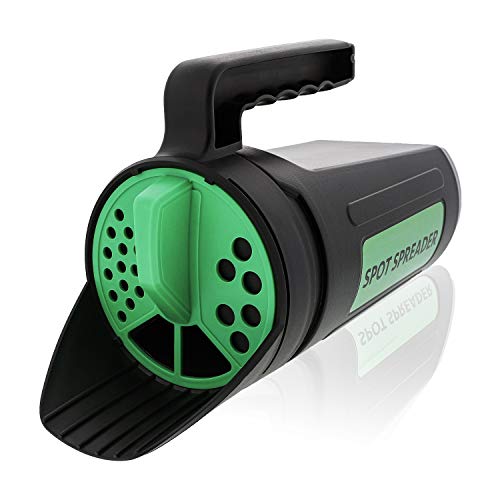 Spot Spreader hand spreader shaker for seed, salt, de-icer, ice melt, earth food, and fertilizer with adjustable openings