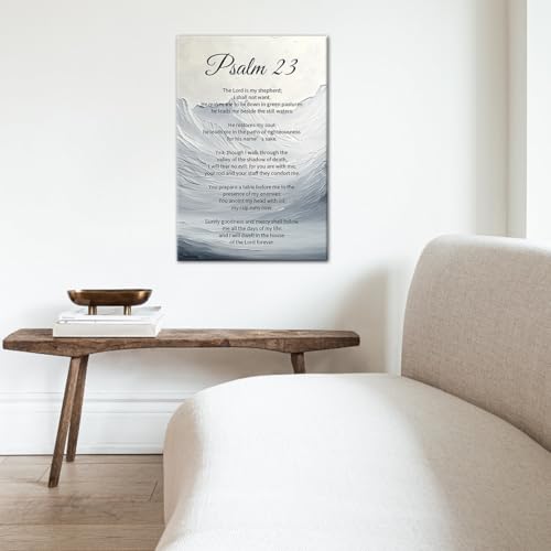 Christian Canvas Wall Art Psalm 23 Pictures Wall Decor Bible Verses Prints Scripture Poster Christian Religious Paintings for Living Room Bedroom Church Decor Framed(Artwork-3,16L x 24W) Artwork-3 16"L x 24"W